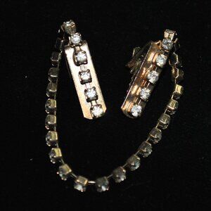 Vintage 1950s Rhinestone Gold-tone Sweater Guard / Clips